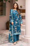 3 Piece Unstitched Blue Premium Lawn