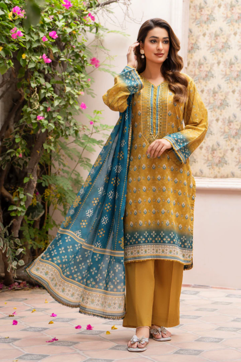 3_Piece_Unstitched_Mustard_Lawn